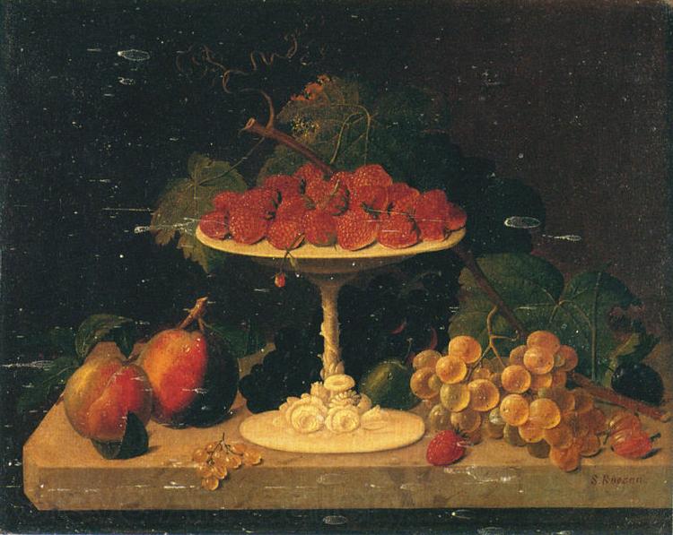 Severin Roesen Still life with Strawberries Norge oil painting art